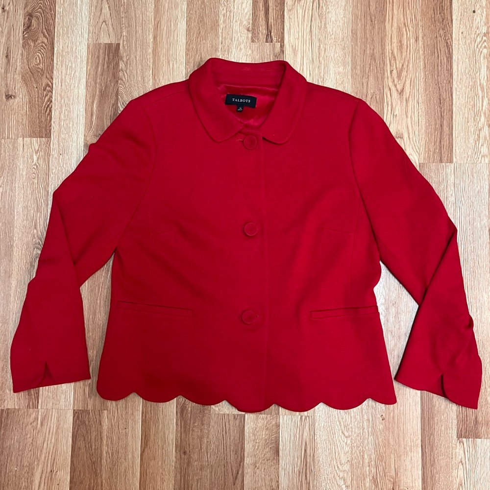 Talbot’s Red Scallop Ponte Jacket